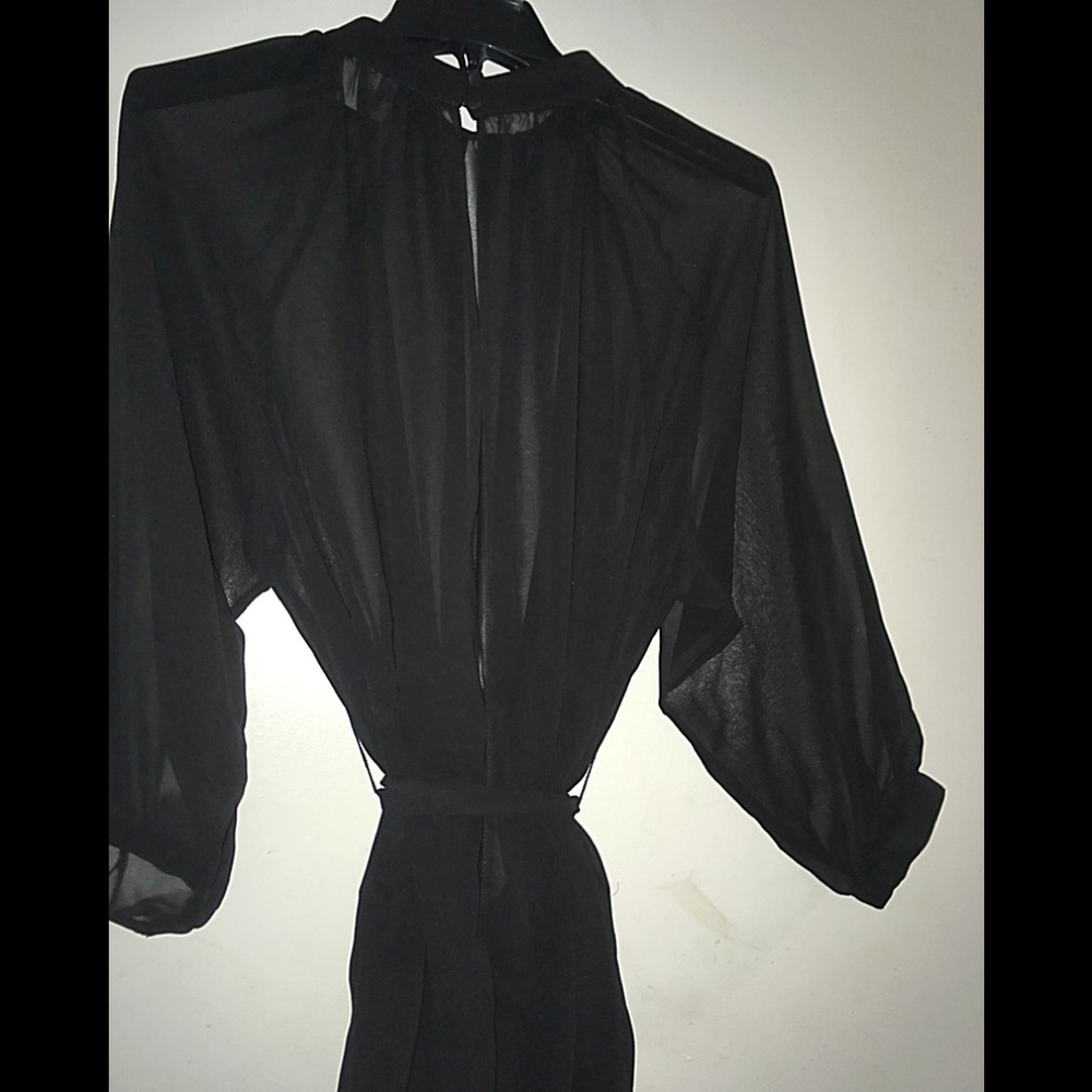 Asos brand sheer, black shirt.